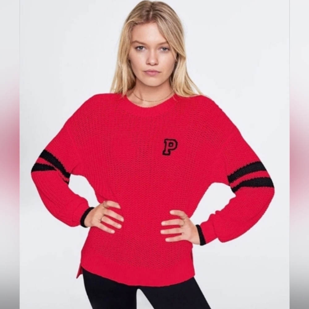 GUC PINK oversized varsity sweater Sz Medium